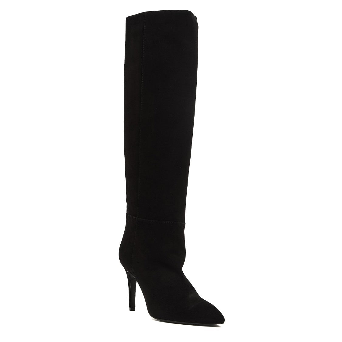 Via Roma 15 Black Suede Knee-High Boots With 90 Mm Stiletto Heel