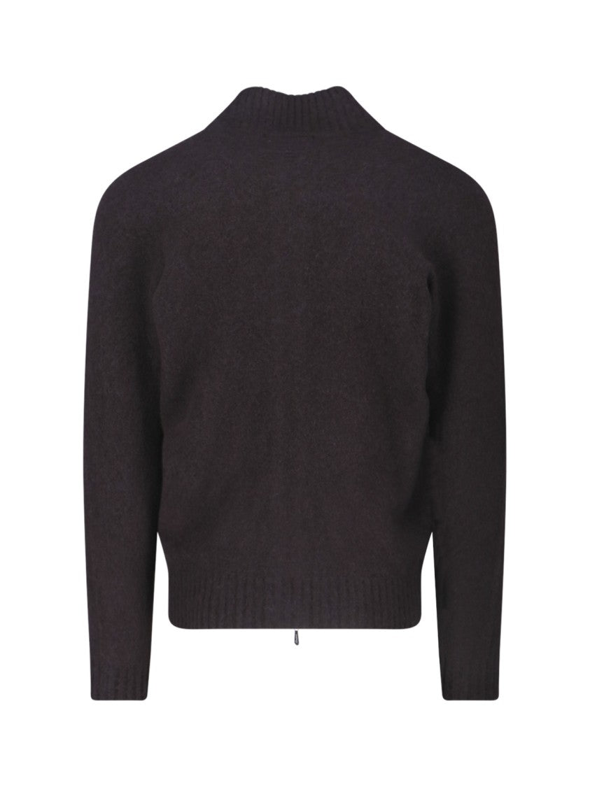 Drumohr Classic Knit Brown Sweater With Ribbed Details