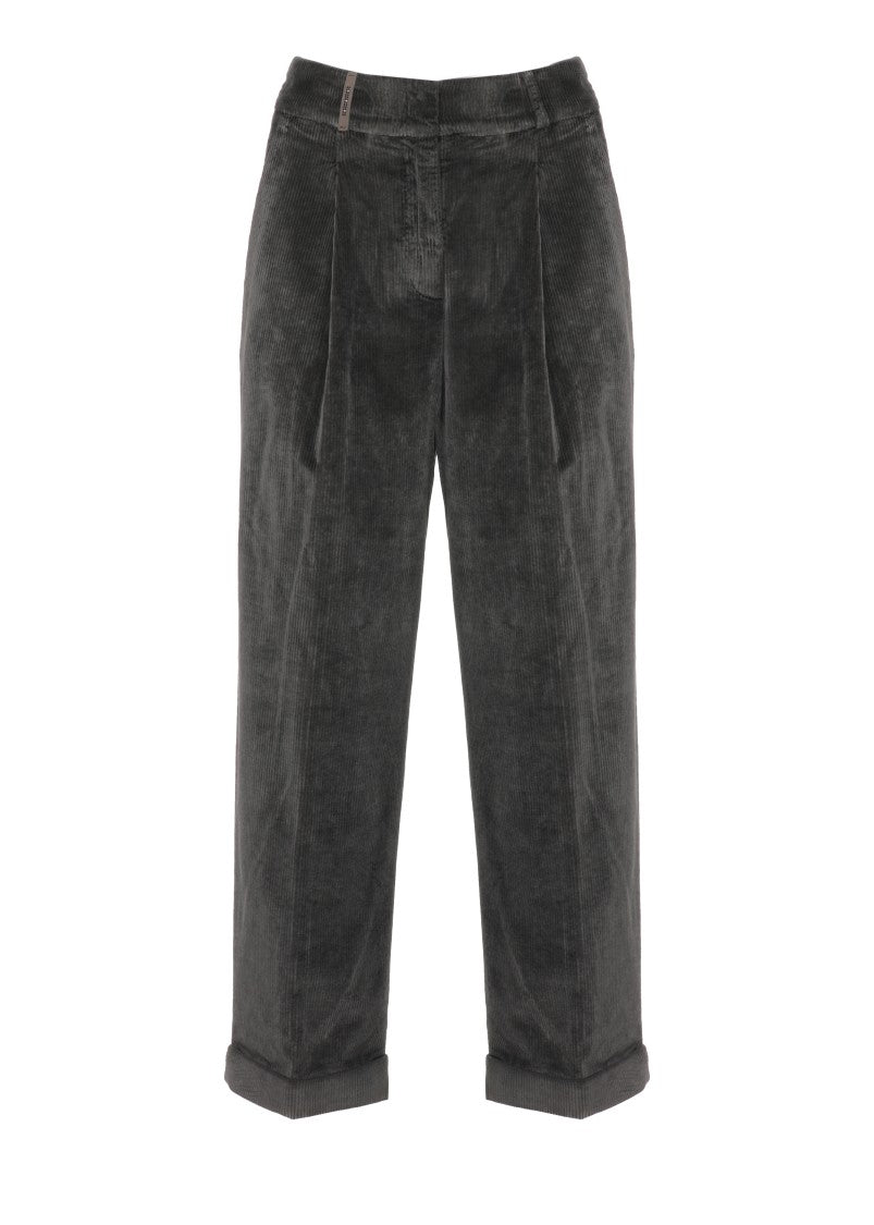 Peserico Grey Relaxed-Fit Corduroy Pants