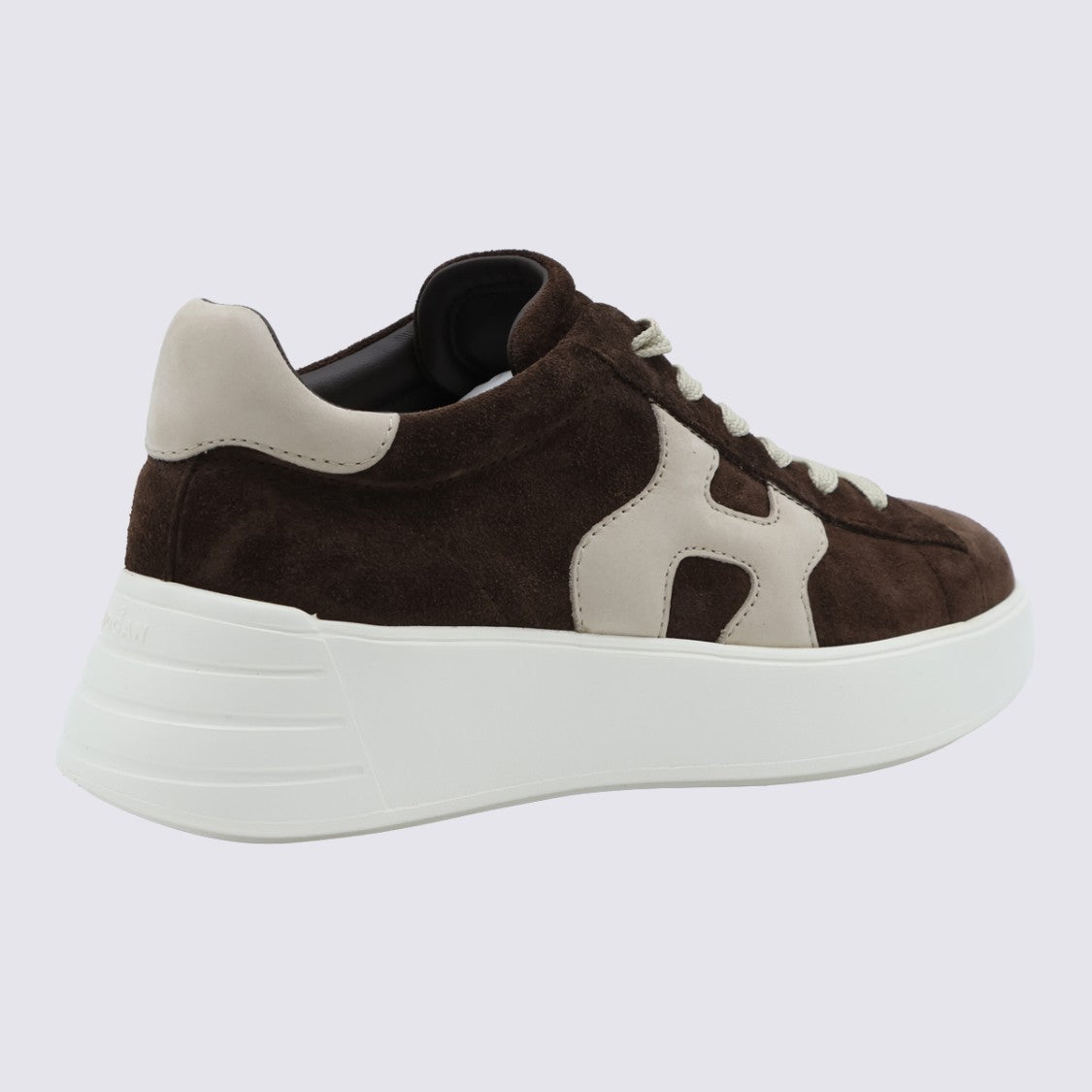 Hogan Dark Brown Suede Sneakers With Beige Leather Accents