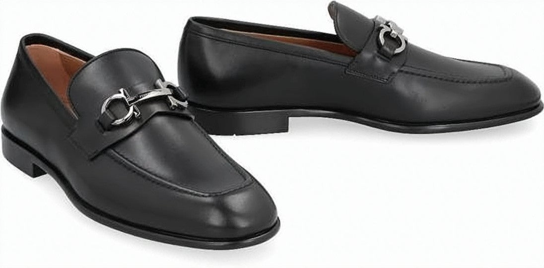 Salvatore Ferragamo Polished Calf Leather Loafers With Silver-Tone Bit