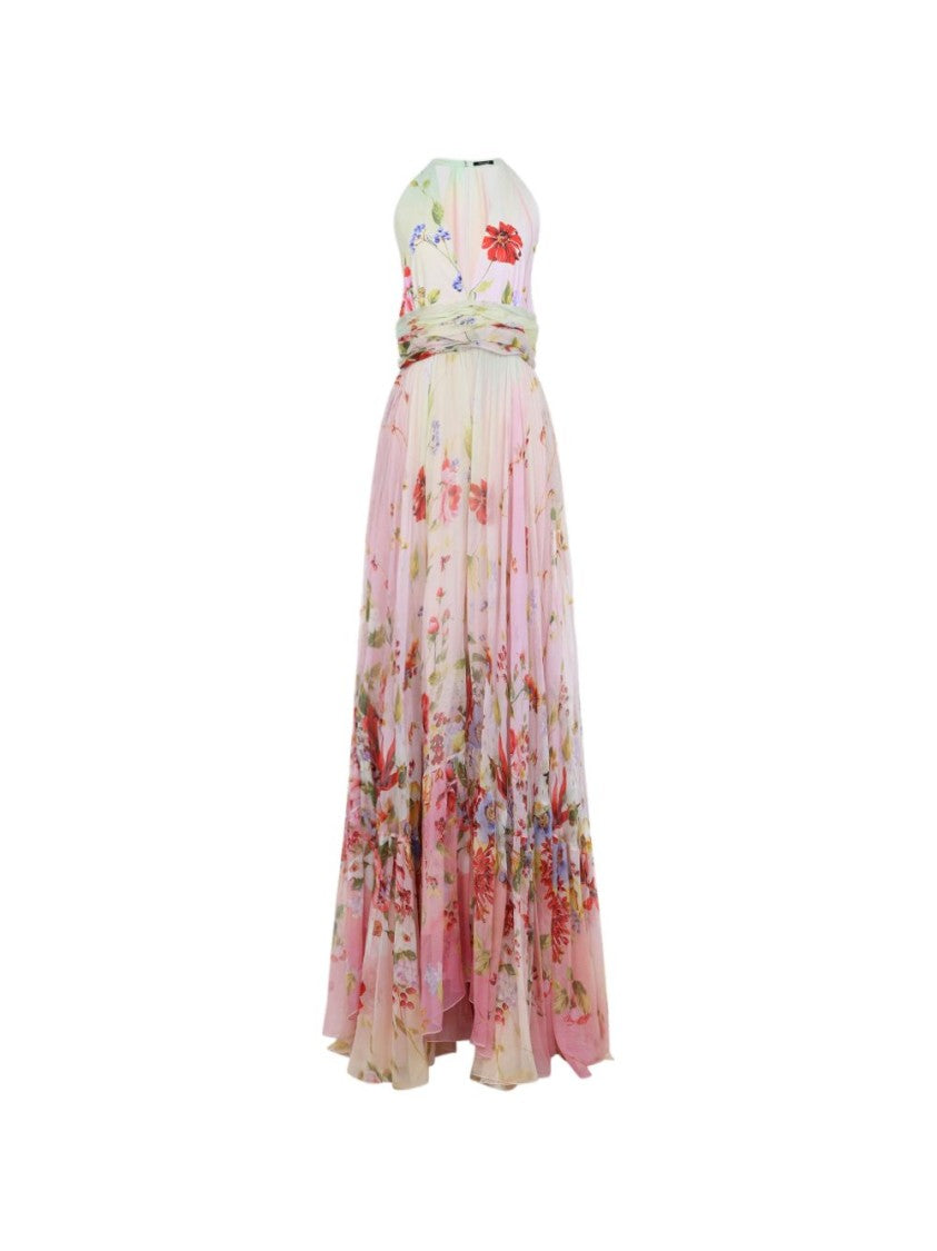 Roberto Cavalli Flowing Multicolour Silk Dress