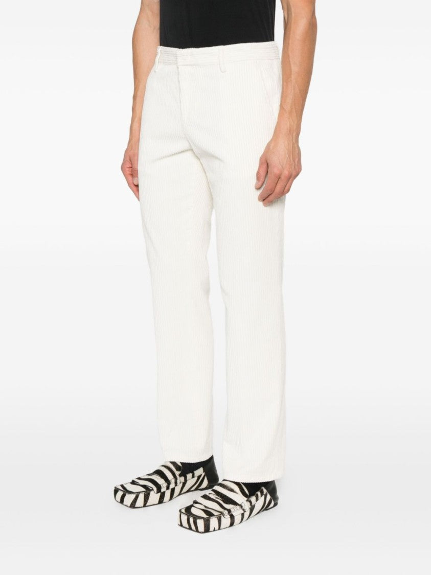 Dondup Cotton-Blend Corduroy Straight-Leg White Jeans