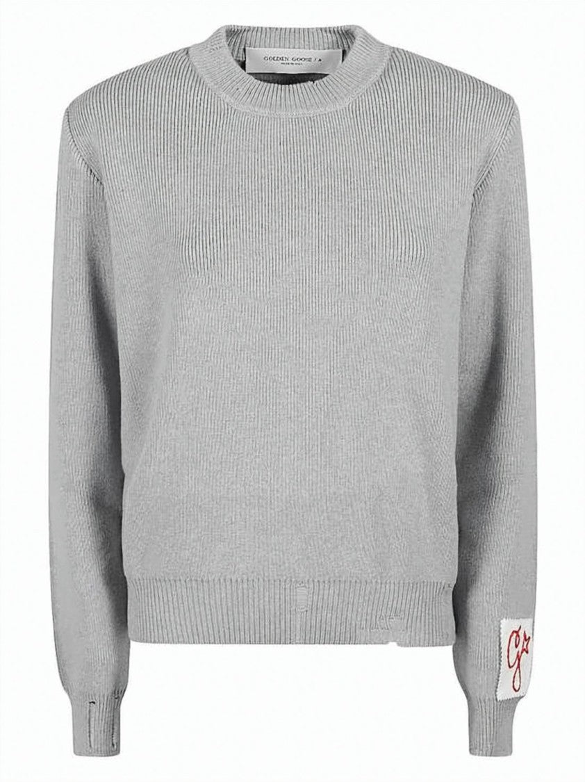 Golden Goose Ribbed Knit Sweater With Distressed Details