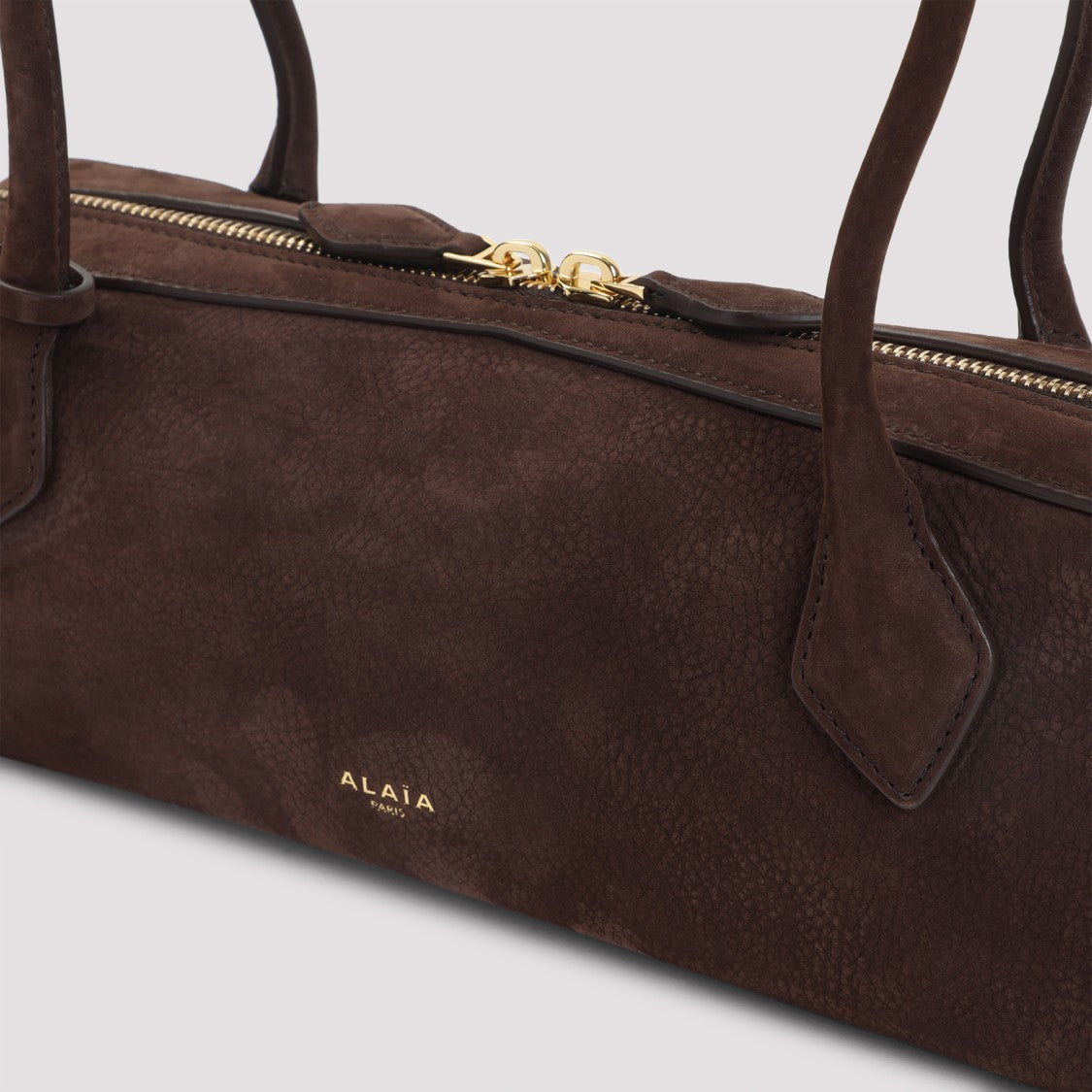 Alaïa Brown Nabuk Calf Leather Shoulder Bag With Gold Hardware