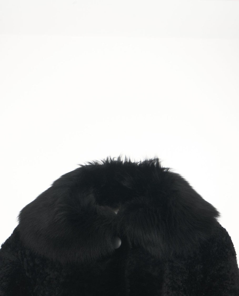 Desa 1972 Sheepskin Coat With Plush Fur Collar And Cuffed Sleeves