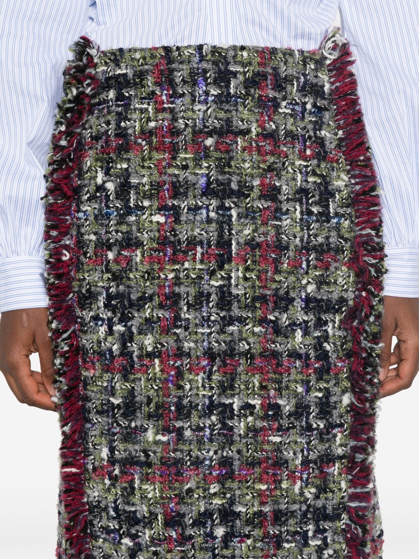 Etro Multicolor Knee-Length Textured Wool Tweed Skirt