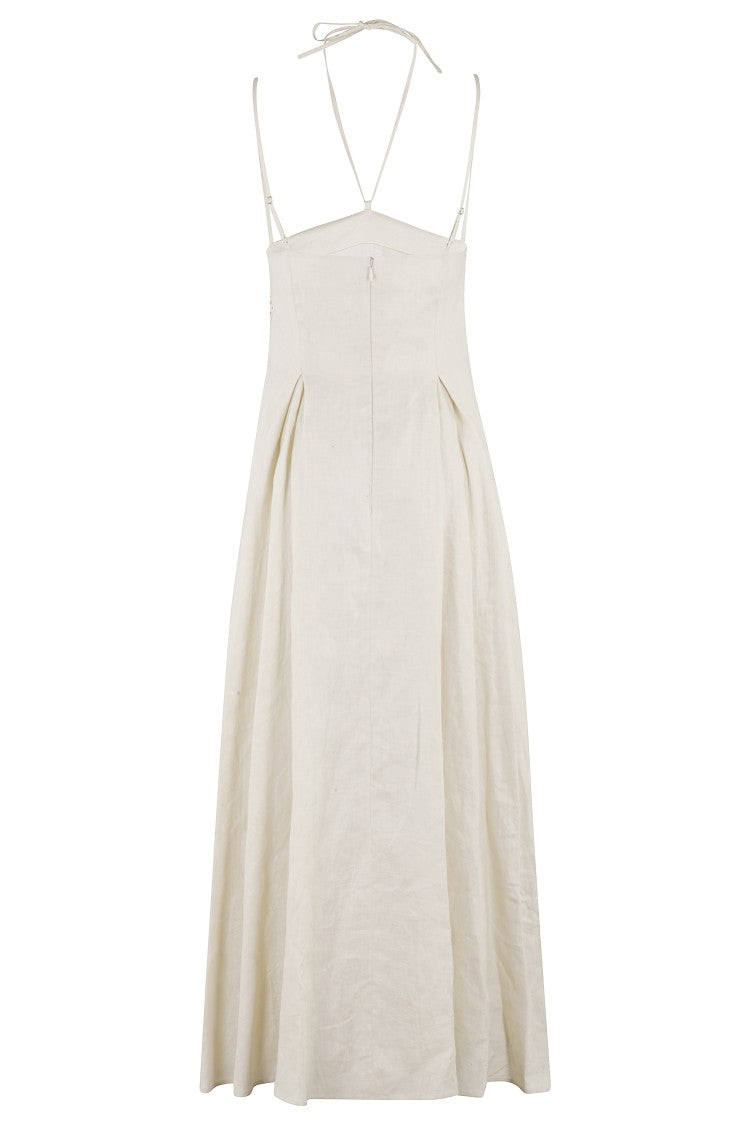 Isabelle Blanche Midi Dress With Crochet Inserts