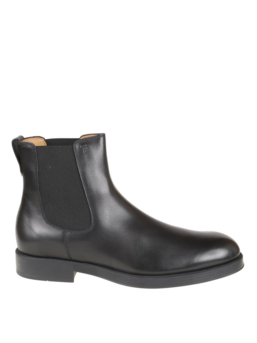 Tod's Smooth Leather Ankle Boots With Elastic Side Panels
