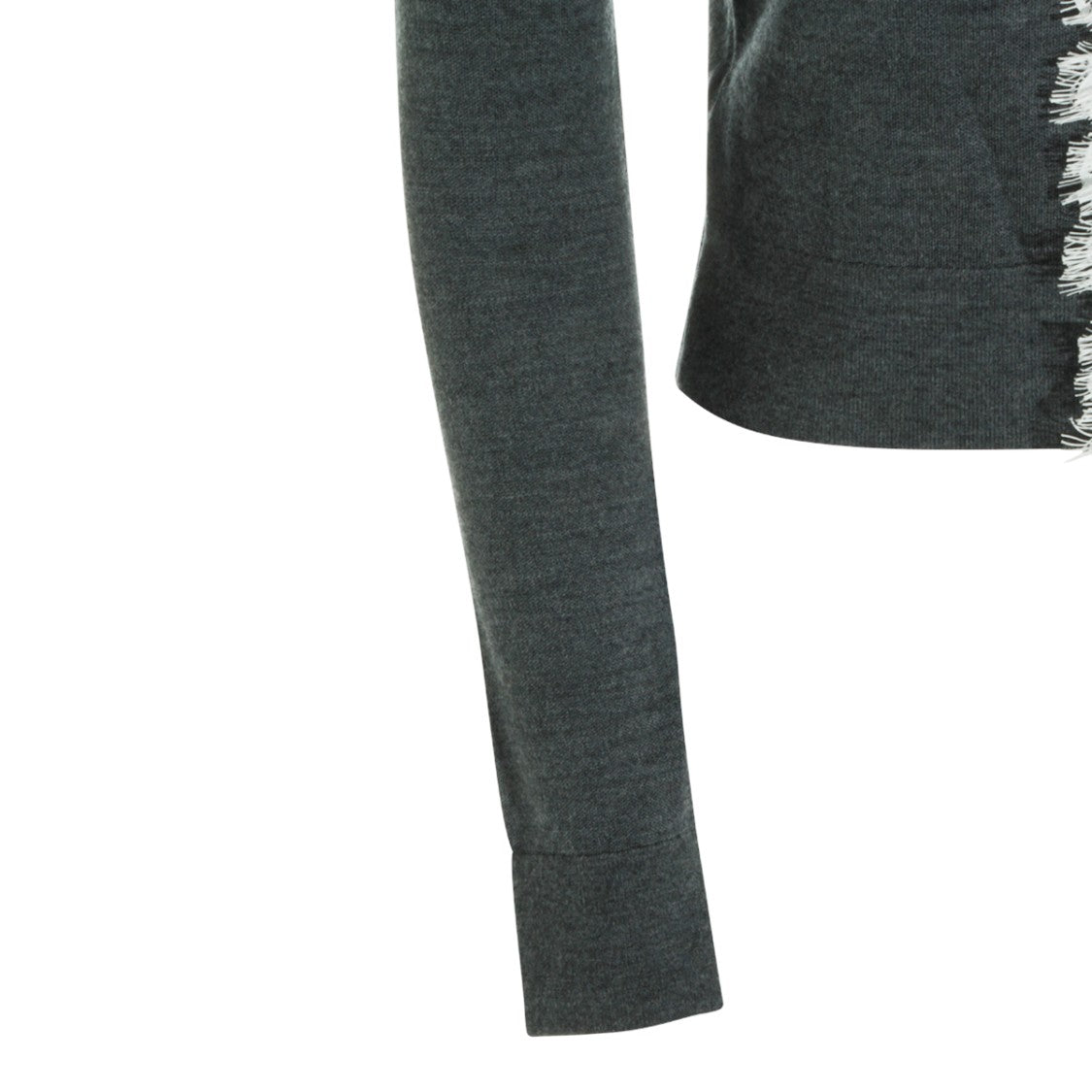 Self-Portrait Grey Wool Knit Sweater With Lace Collar And Bow Detail