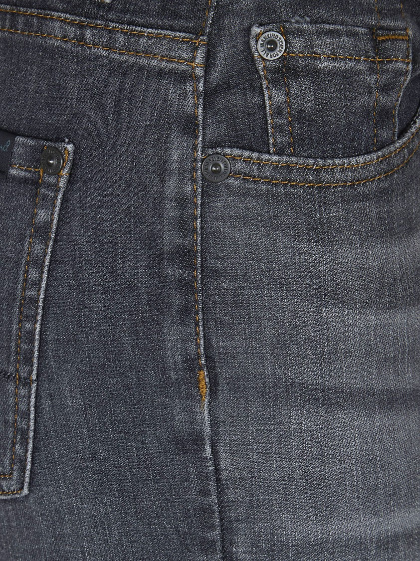 7 For All Mankind Bootcut Jeans In Slim Illusion Denim With Subtle Fading