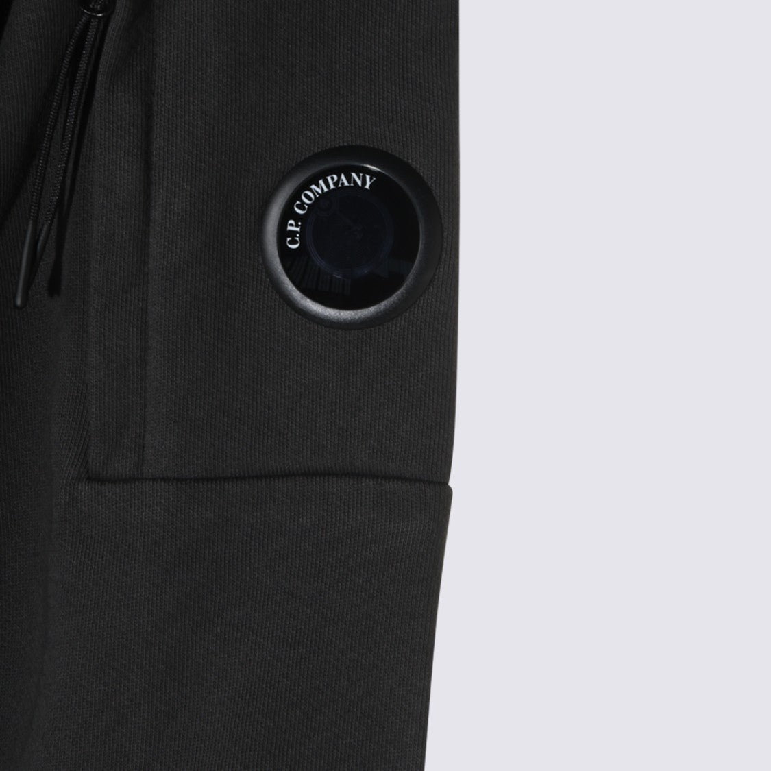 C.P. Company Black Hooded Sweater With Distinctive Logo Patch