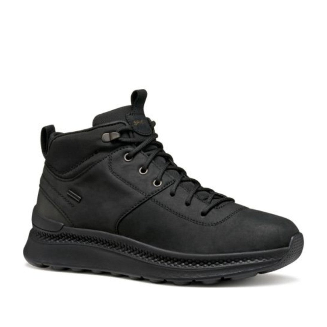 Geox Black Spherica Actif Matte Padded Collar Leather Ankle Boots