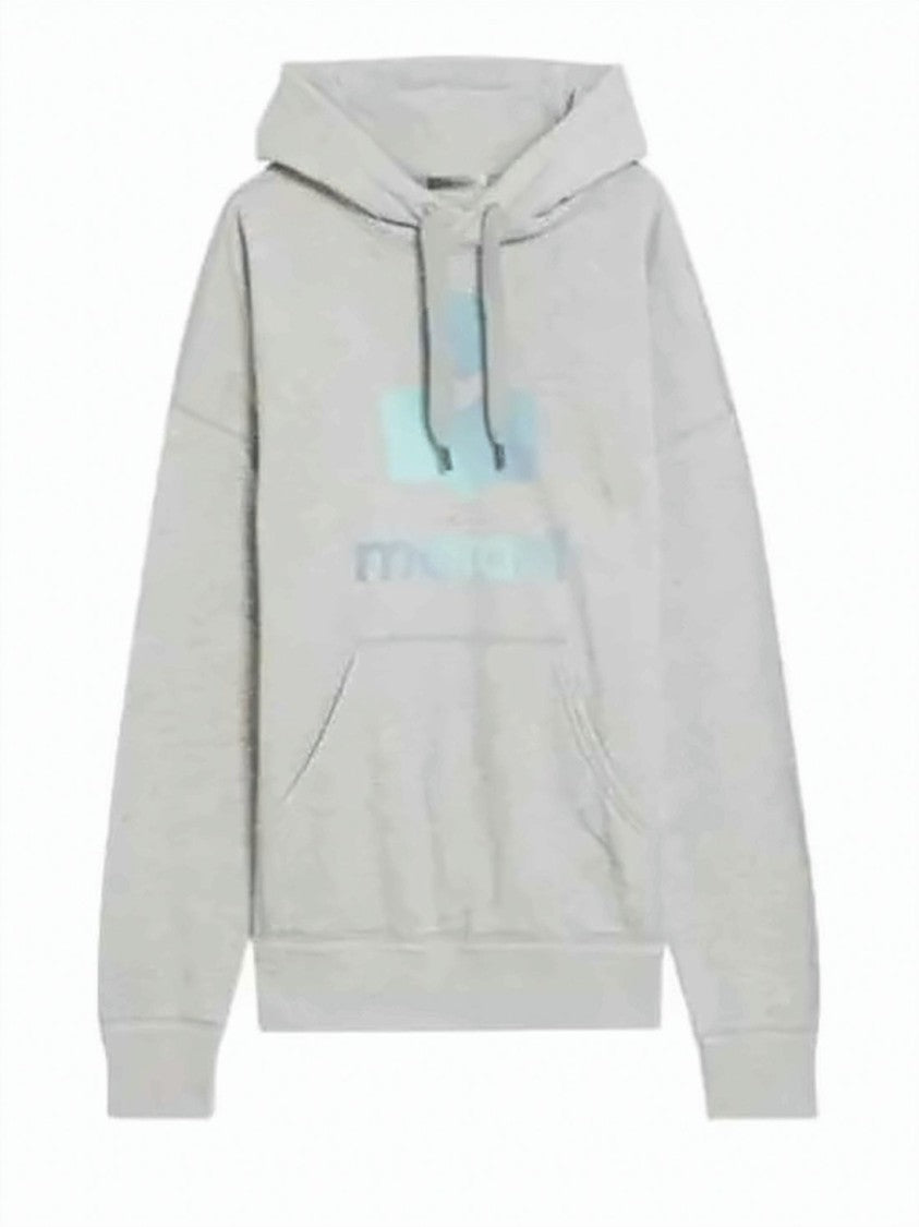 Isabel Marant Pastel Logo Grey Hoodie With Adjustable Drawstring