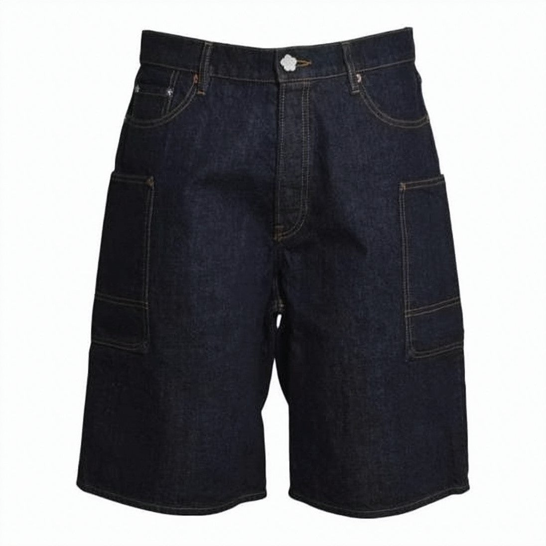 Kenzo Relaxed Fit Dark Indigo Denim Shorts With Multiple Pockets