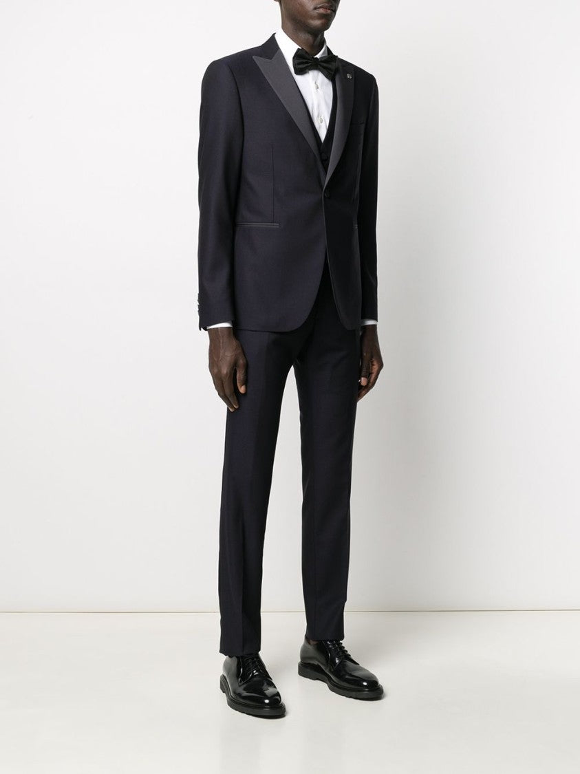 Tagliatore Three-Piece Tailored Suit With Silk-Effect Lapels