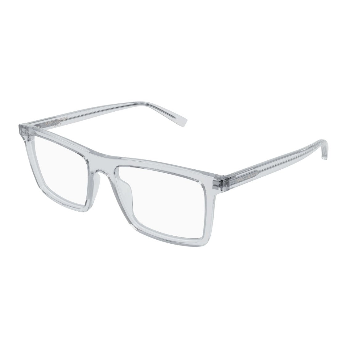 Saint Laurent Rectangular Silver Eyeglasses In Recycled Acetate