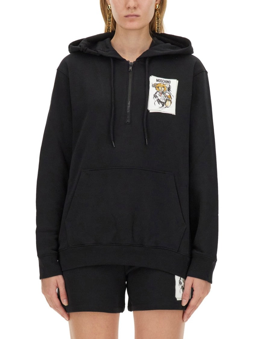 Moschino Relaxed Fit Black Sweatshirt With Logo Print