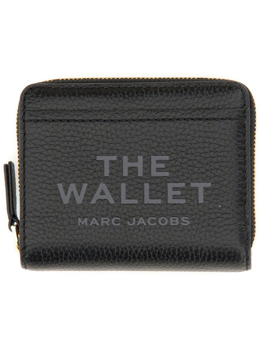 Marc Jacobs Black Textured Leather Zip Around Mini Wallet