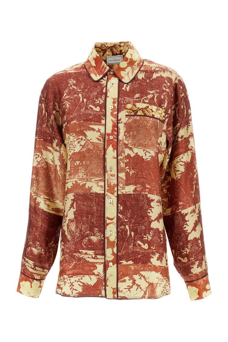 Pierre-Louis Mascia Long-Sleeved Printed Silk Shirt With Classic Collar
