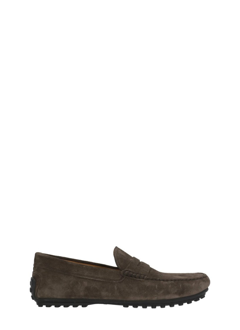 Tod's Brown Embossed Logo Loafers