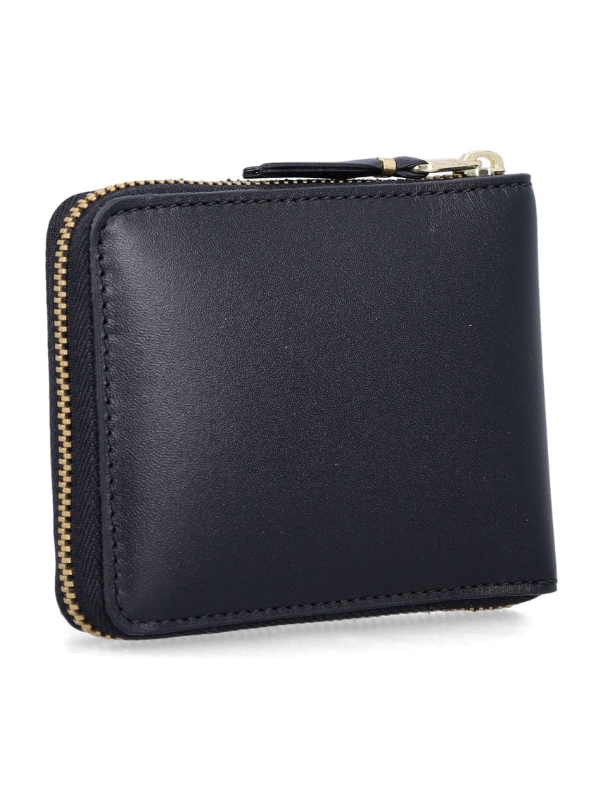 Comme Des Garçons Compact Zip-Around Wallet With Gold-Tone Zipper