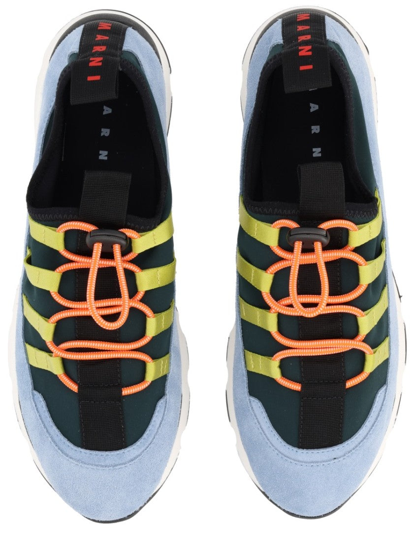 Marni Blue Suede Elastic Laces Sneakers