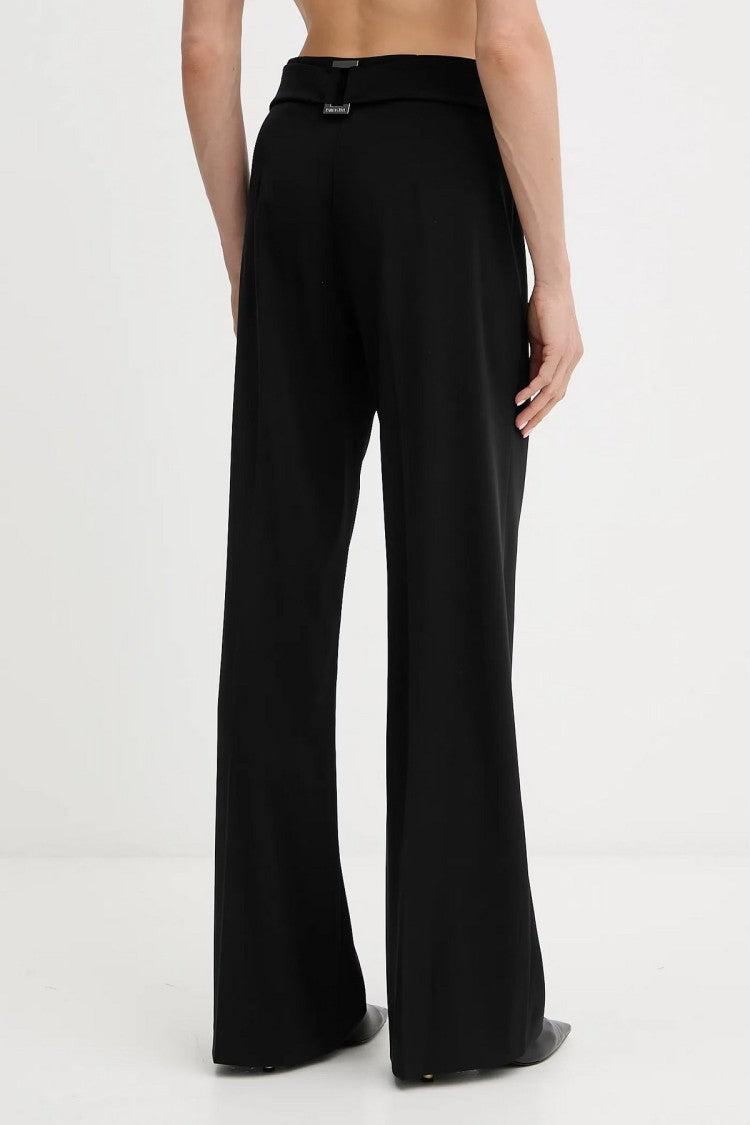 Patrizia Pepe Black Flared Tailored Polyester-Blend Pants