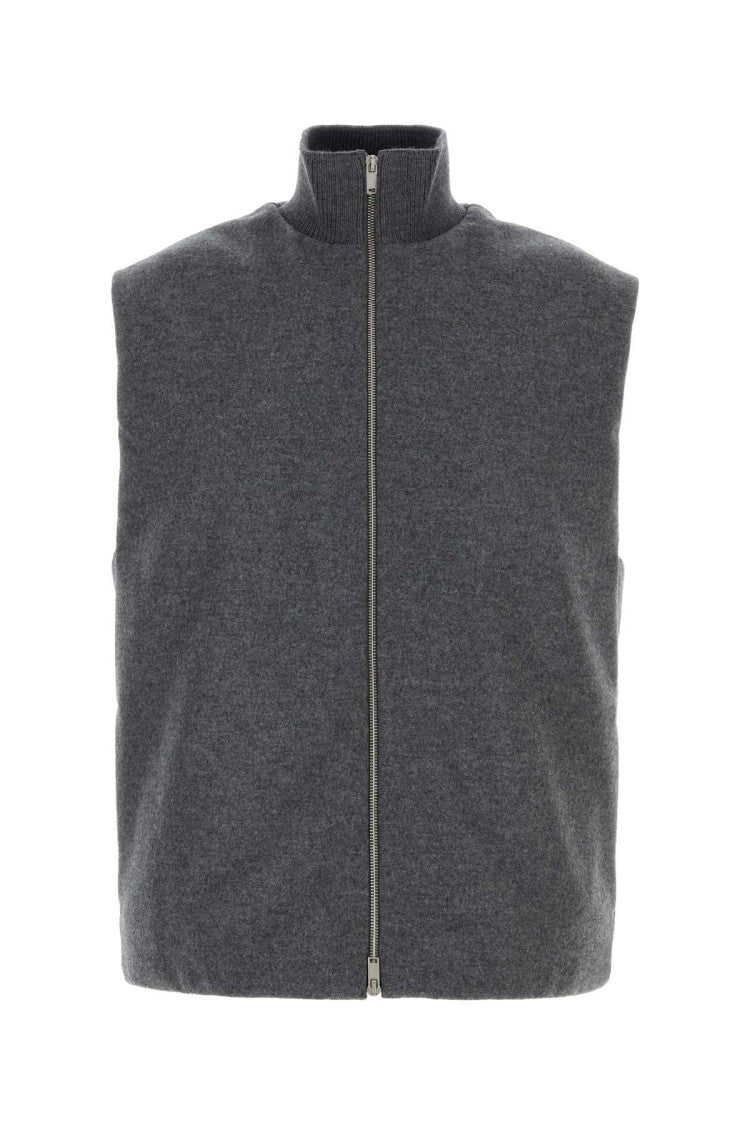 Jil Sander Dark Grey Wool Sleeveless Jacket