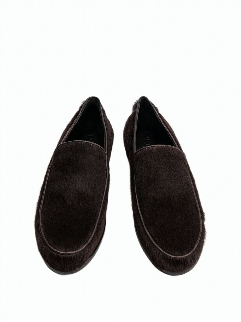 Poeve Nida Dark Brown Pony Hair Leather-Lined Moccasins