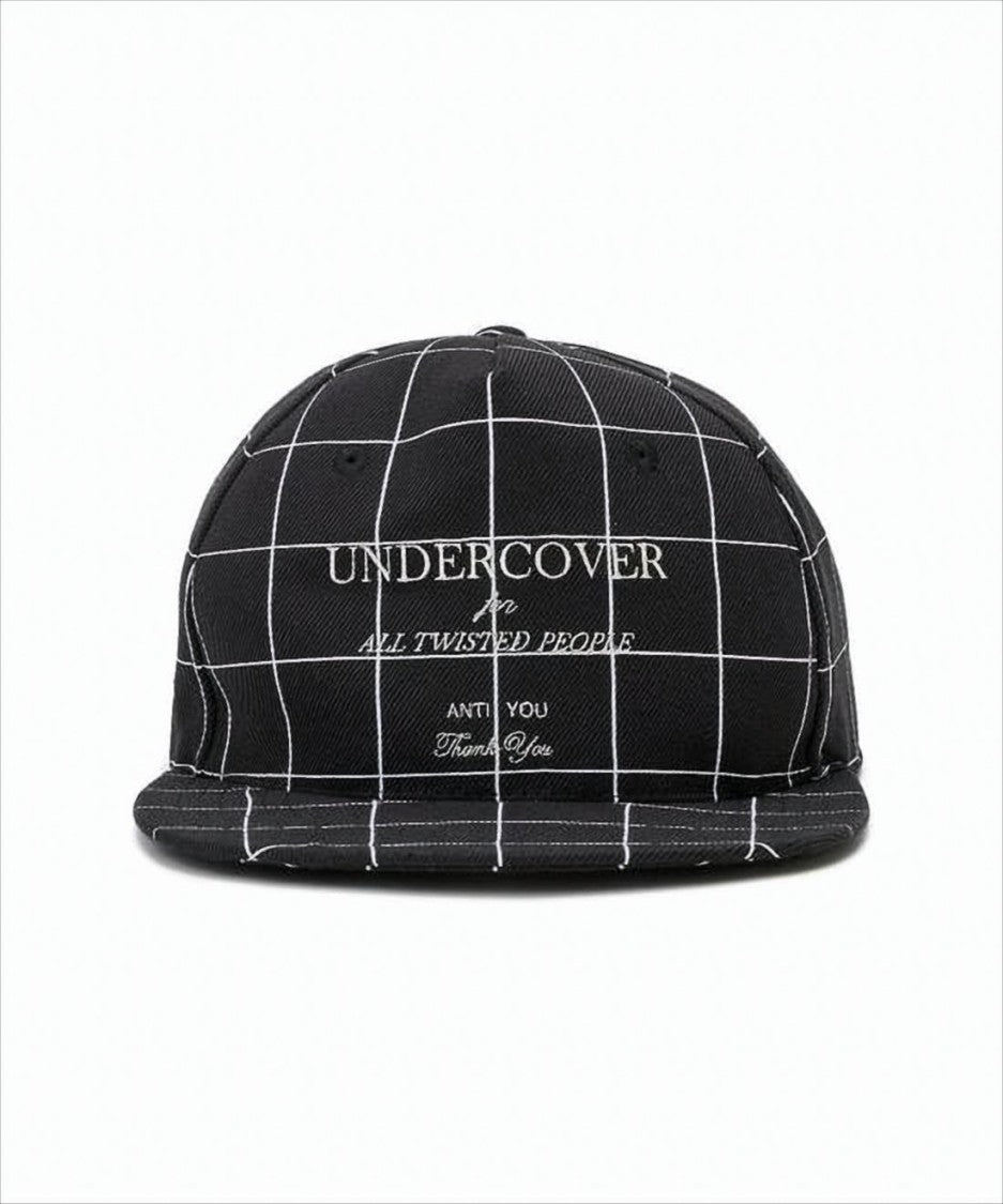 Undercover Grid Pattern Cap With Adjustable Strap And Embroidered Detailing