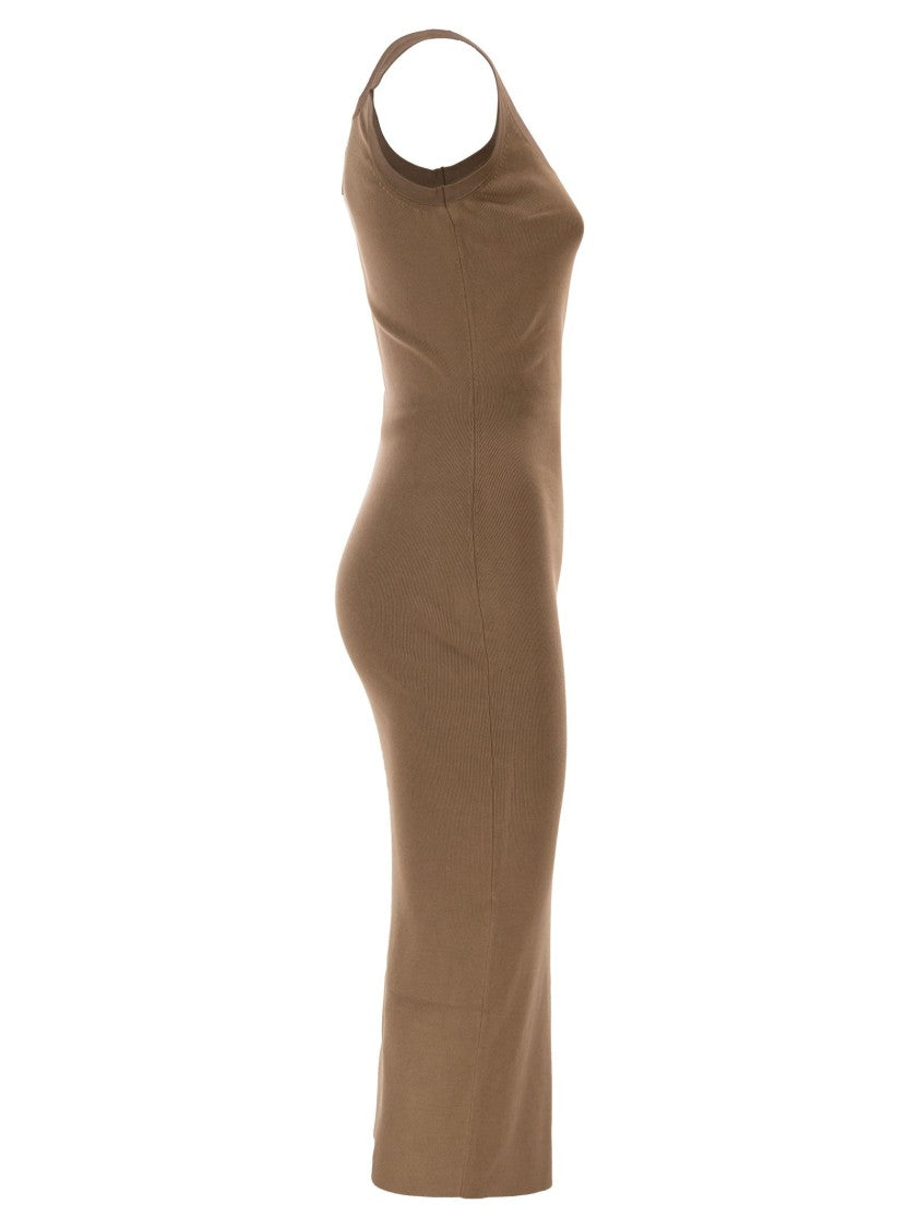 Elisabetta Franchi Fitted Midi Dress With Shiny Viscose Bands
