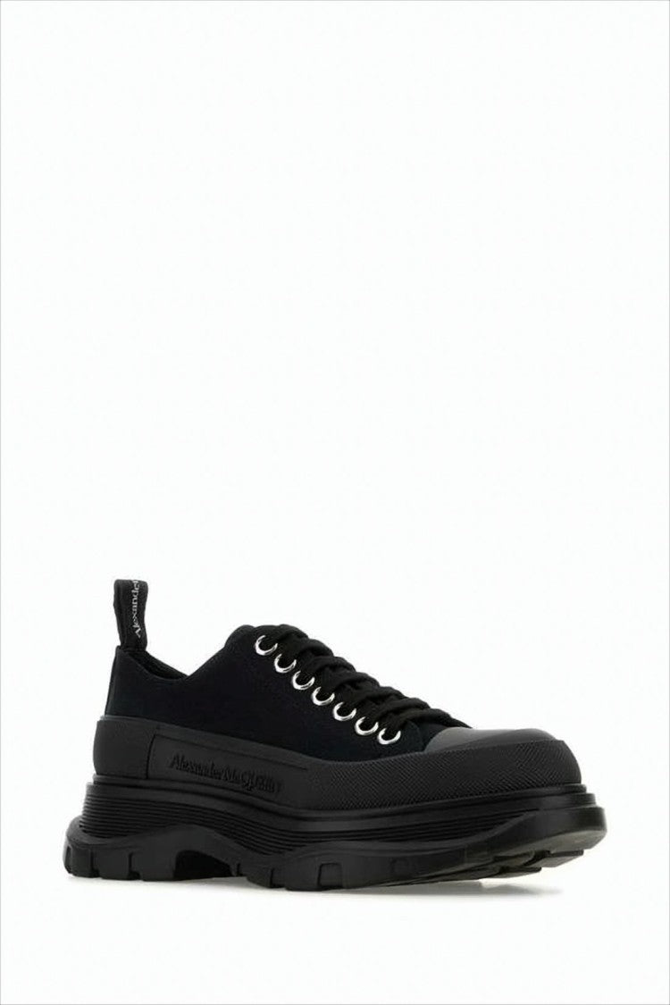 Alexander Mcqueen Low-Top Black Cotton Sneakers With Rubber Sole