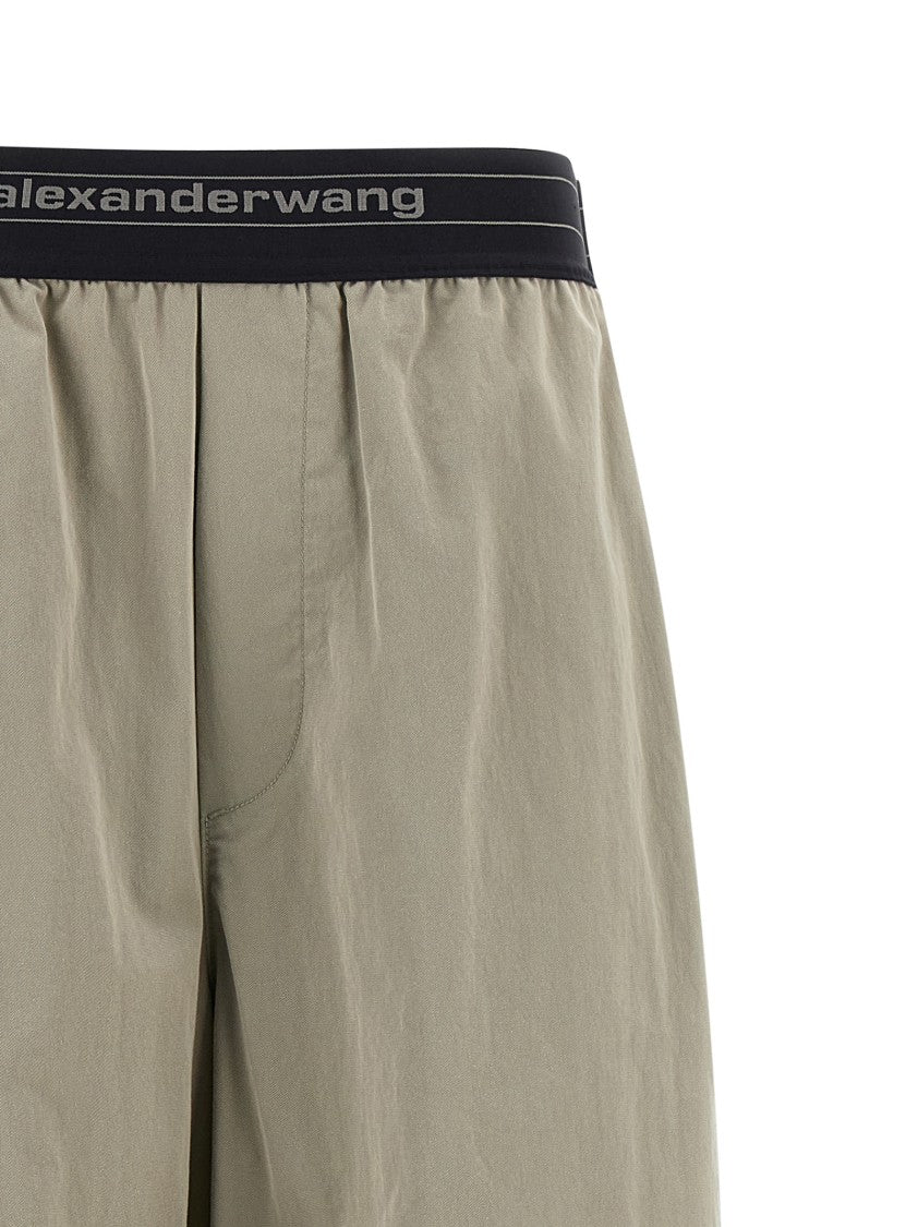 Alexander Wang Wide-Leg Cotton-Nylon Blend Pants With Jacquard Logo Waistband
