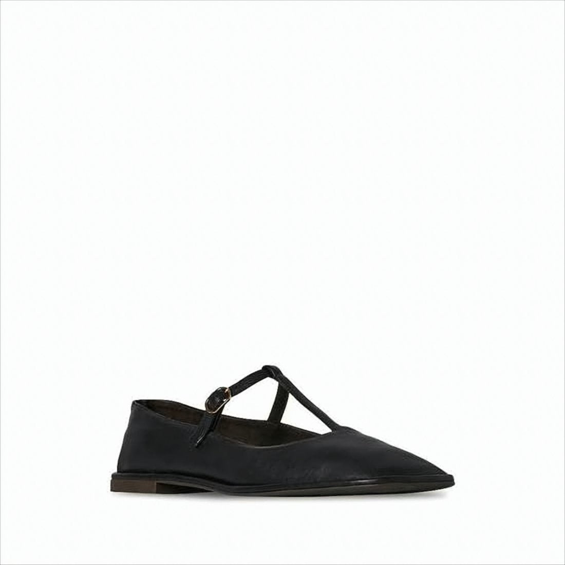 The Row Pointed T-Strap Flat Shoes In Smooth Lamb Leather