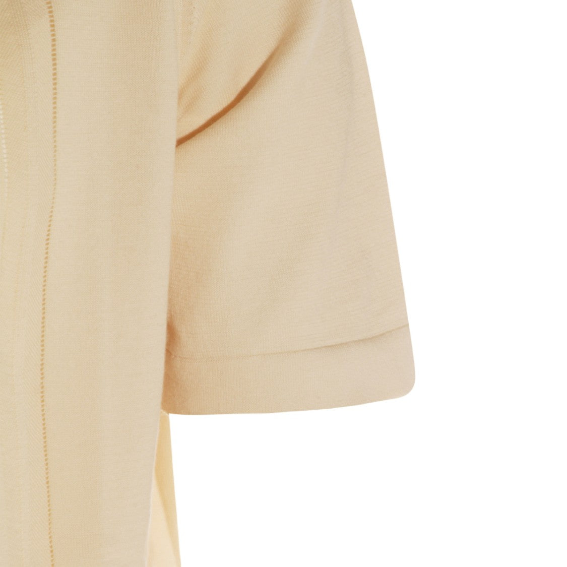 Piacenza Cashmere Cream Polo Shirt With Button Placket And Ribbed Detailing