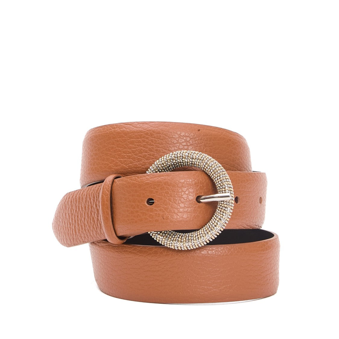 Orciani Round Buckle Belt With Strass Accents