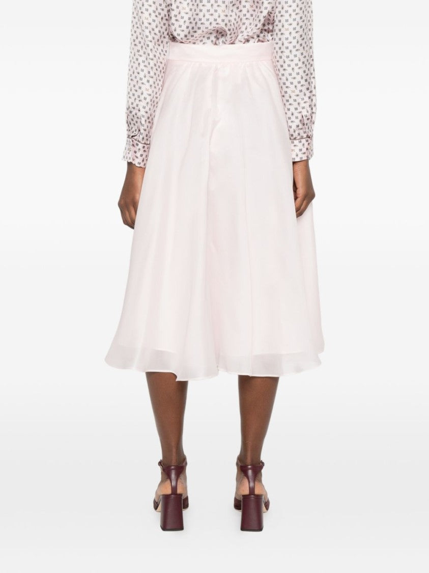 Max Mara Flared Silk Midi Skirt With Invisible Zip Closure