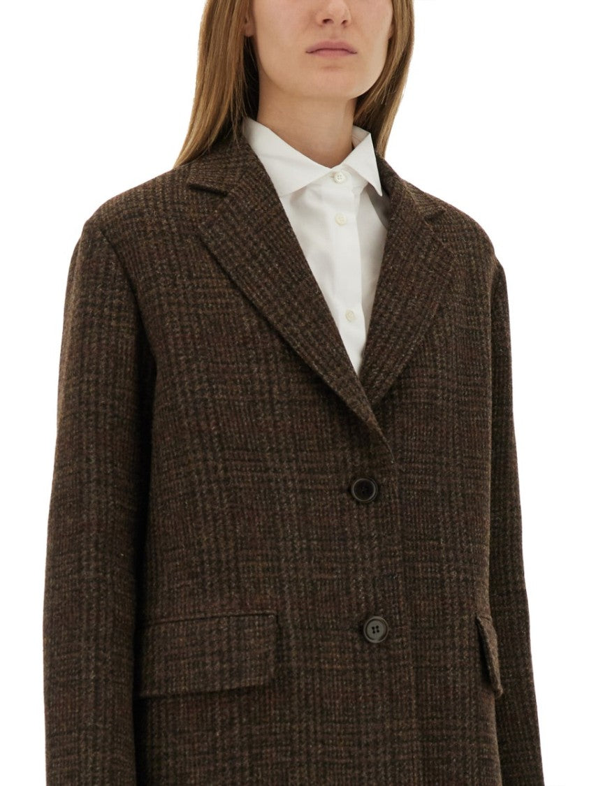 Aspesi Checkered Wool Coat With Tailored Silhouette