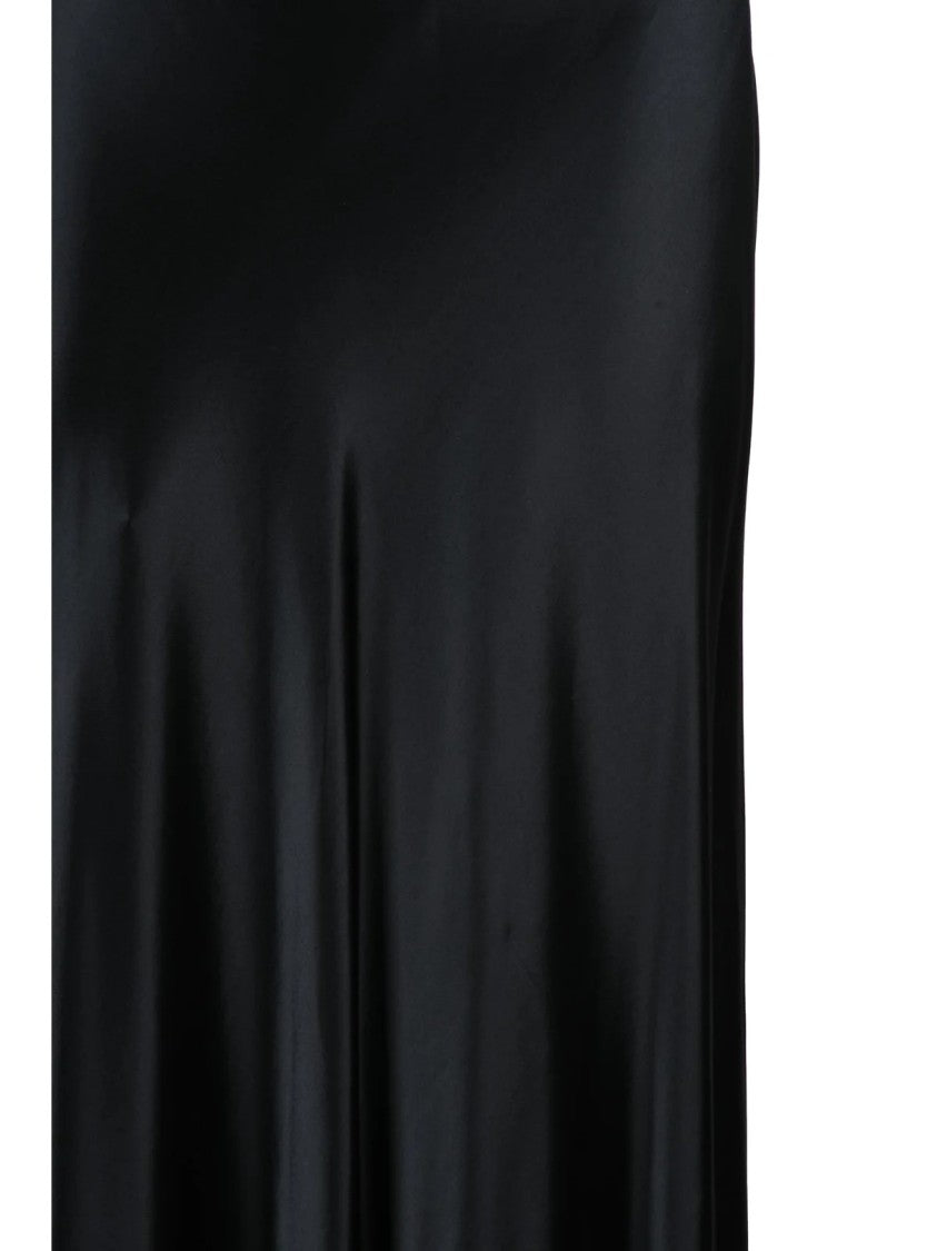 Alberta Ferretti Black Satin Viscose Maxi Skirt