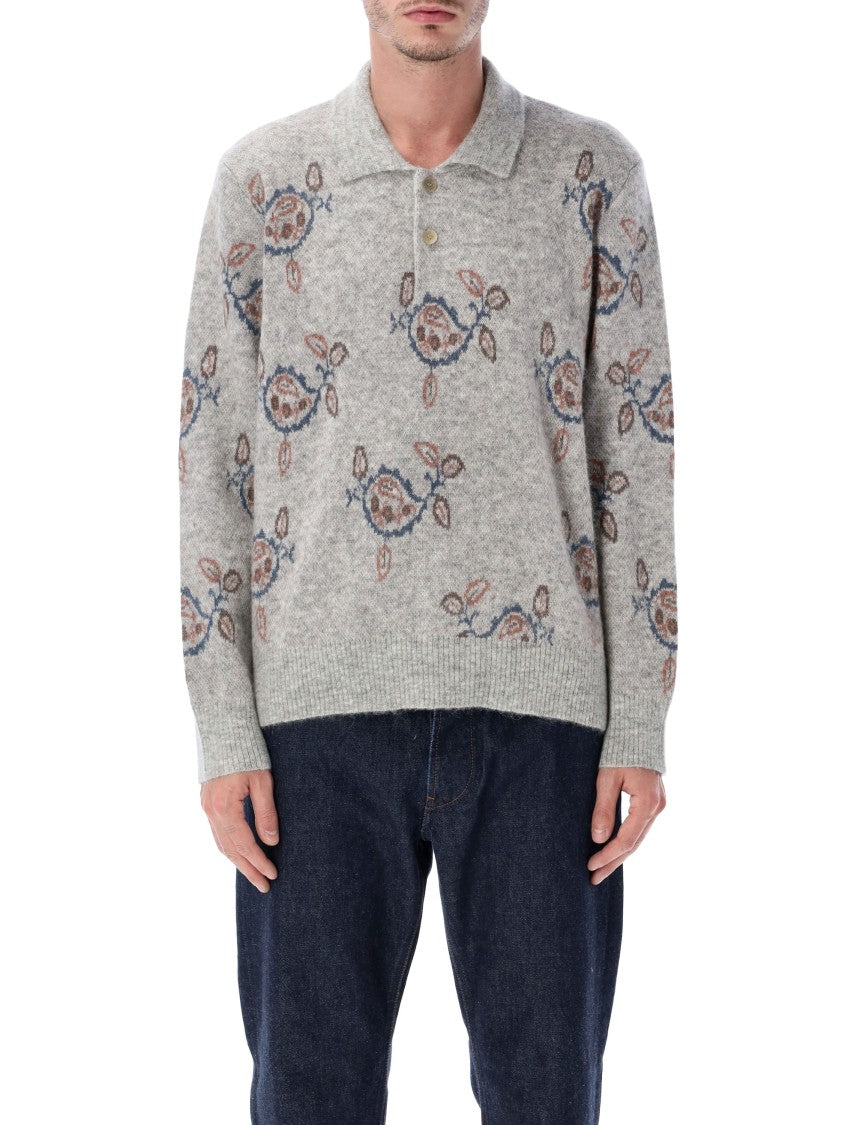 Corridor Maya Patterned Alpaca-Blend Polo Sweater