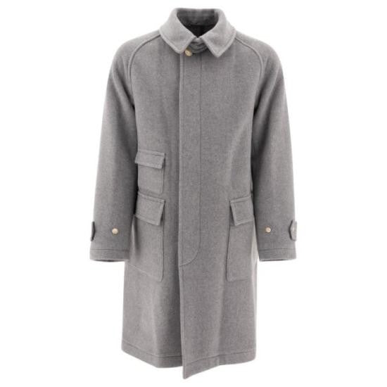 Kaptain Sunshine Mid-Length Wool Coat With Classic Collar And Flap Pockets