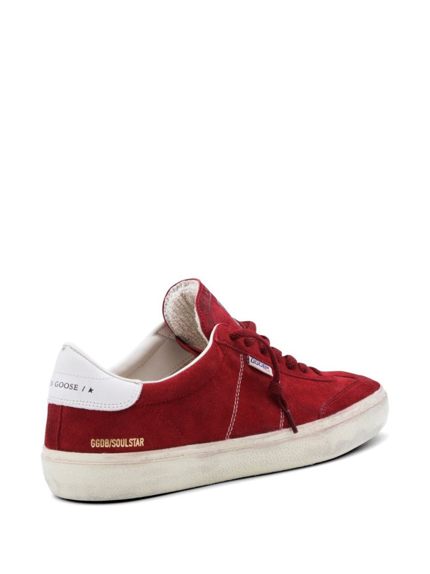 Golden Goose Flat Red Suede Sneakers