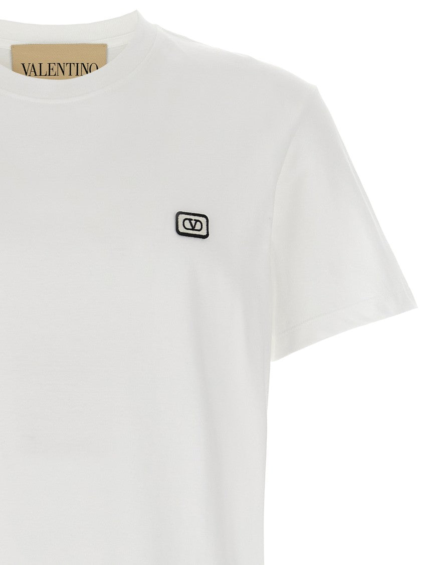 Valentino Garavani Cotton Crew Neck T-Shirt With Vlogo Patch