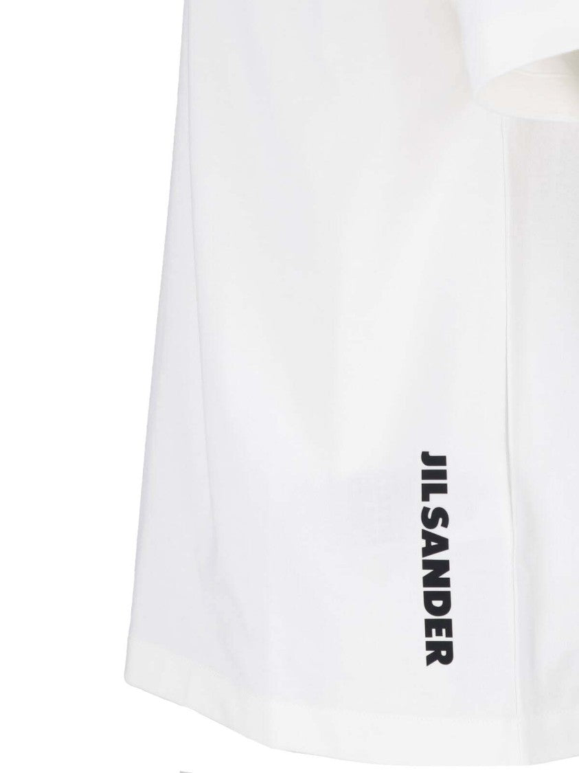 Jil Sander White Crewneck Side Logo Cotton T-Shirt