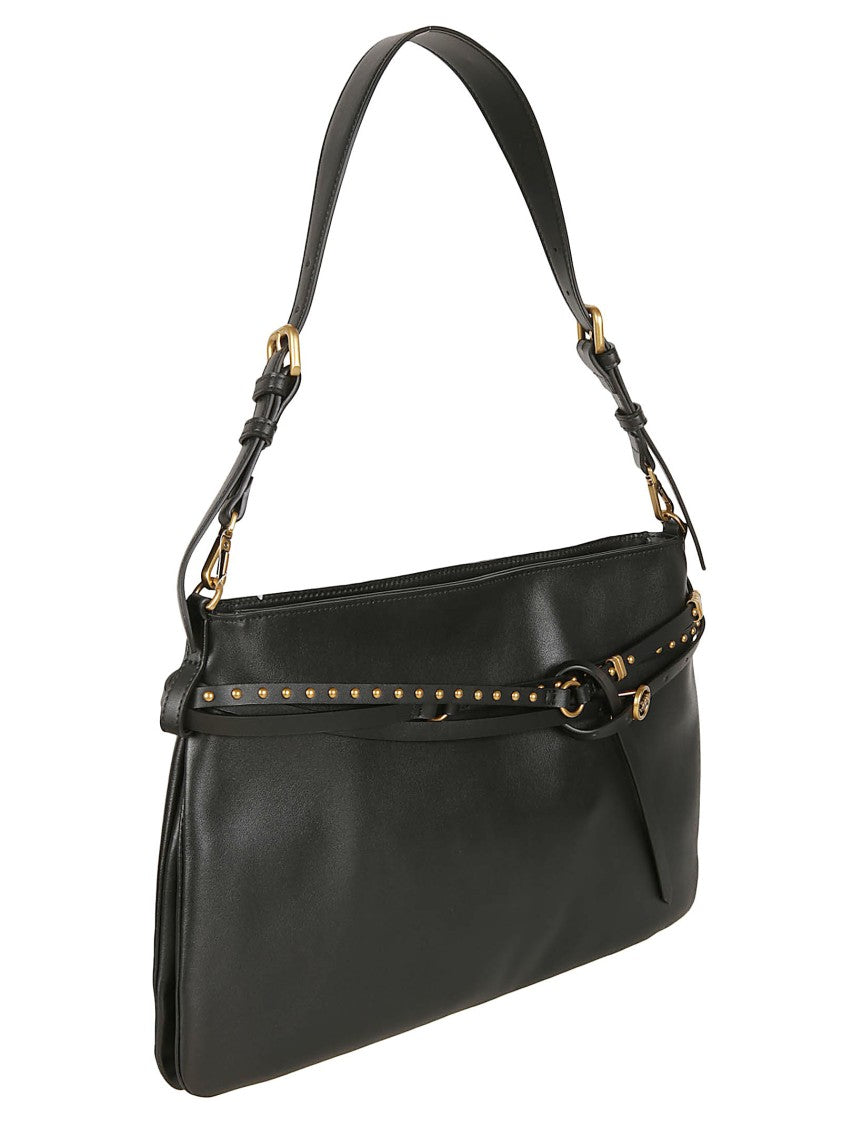 Pinko Big Belt Calf Leather Shoulder Bag