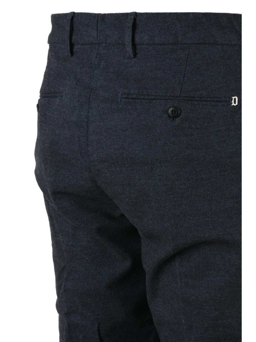 Dondup Blue Ralp Flannel-Texture Cotton-Blend Trousers