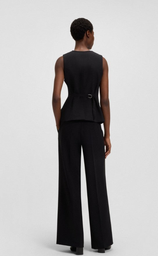 Boss Tailored Black Vest With Structured Silhouette