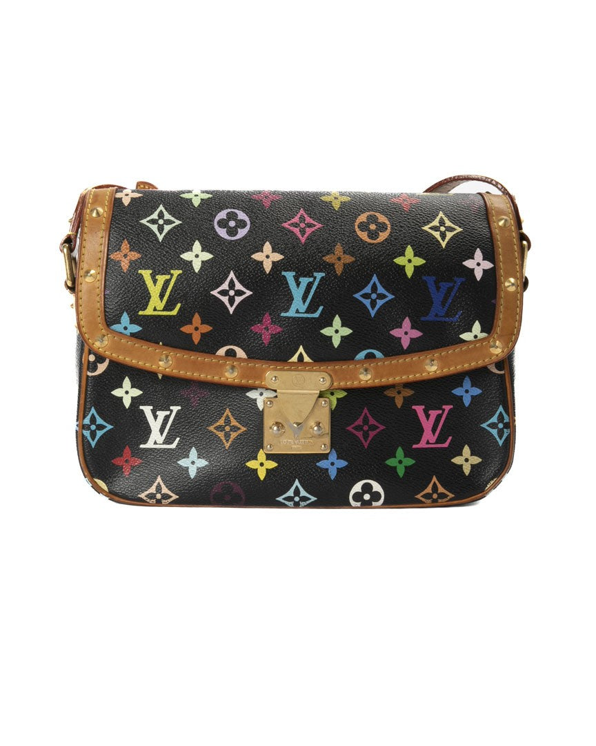 Louis Vuitton Sologne Mm Black Multicolor Canvas Shoulder Bag