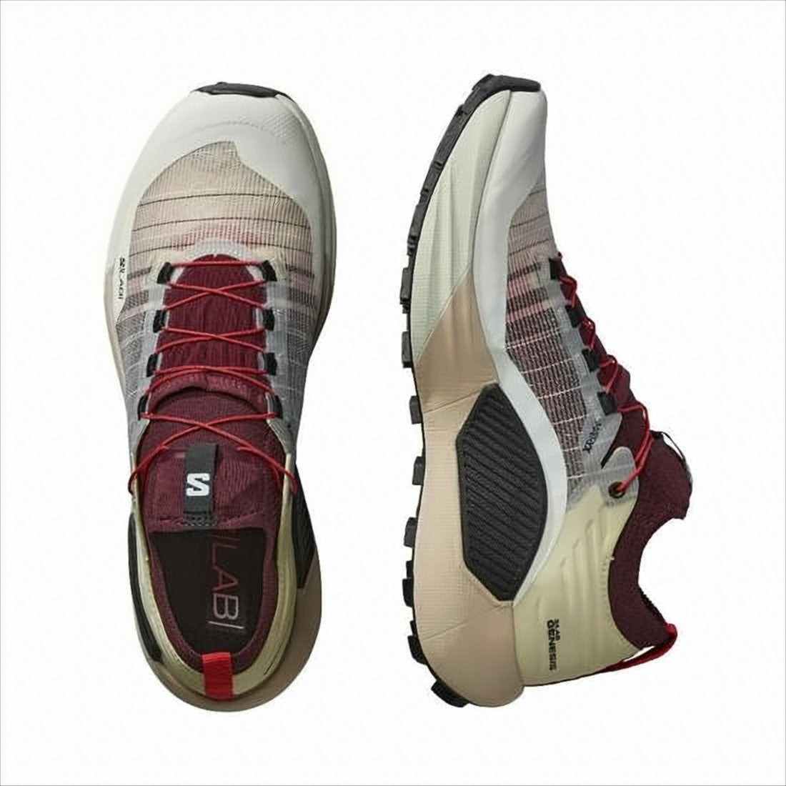 Salomon Gradient Mesh Sneakers With Burgundy Accents